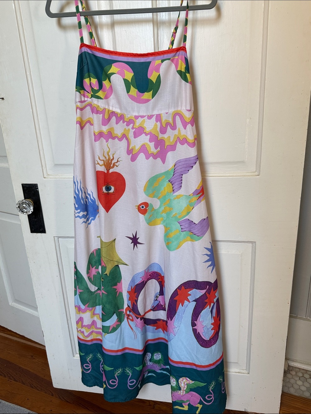 Border Print Maxi Dress- Multicolor